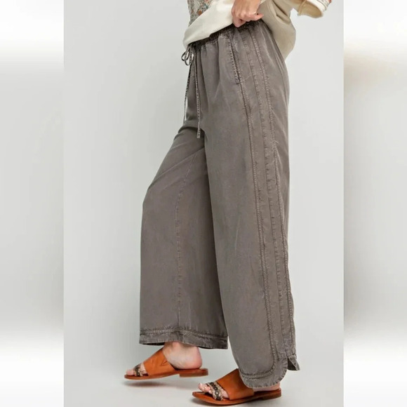 New Easel Mineral Washed Soft Twill Wide Leg Pants - Picture 3 of 5